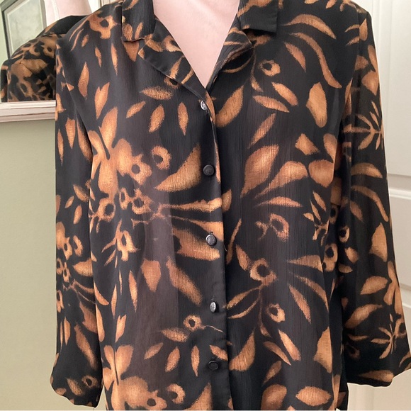 PENNINGTONS, WOMEN BOTANICAL PATTERN SHEER BLOUSE, SIZE: L/G - Picture 3 of 11